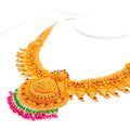 Extravagant Dangling Beaded Antique 22k Gold Laxmi Necklace