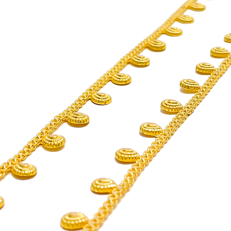 Decorative Drop 22K Gold Festive Anklet Pair 