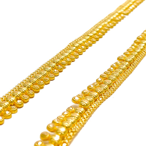 Glistening Extravagant 22K Gold Motif Anklet Pair 