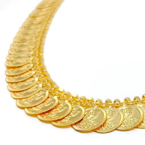 Extravagant Graceful Laxmi 22k Gold Coin Necklace