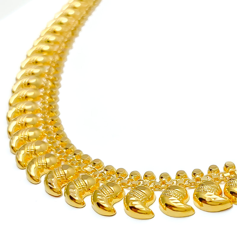 Majestic Striped 22k Gold Paisley Necklace