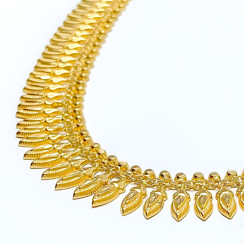 Glistening Decorative 22k Gold Leaf Necklace