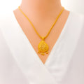Flawless Tasseled Paisley 22k Gold Pendant Set 