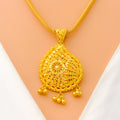 Flawless Tasseled Paisley 22k Gold Pendant Set 
