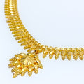 Reflective Decorative Leaf 22k Gold Necklace 