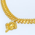 Elegant Striped Paisley 22k Gold Necklace 