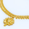 Attractive Dangling Flower 22k Gold Necklace 
