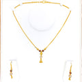 Vibrant Enameled Dangling 22k Gold CZ Necklace Set