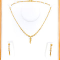 Delicate Two-Tone Checkered 22k Gold Necklace Set 