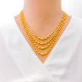Reflective Striped 22k Gold Four Lara Necklace Set 