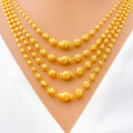 Reflective Striped 22k Gold Four Lara Necklace Set 