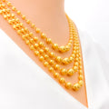 Reflective Striped 22k Gold Four Lara Necklace Set 