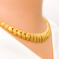 22k-gold-Reflective Alternating Leaf Adorned Necklace Set