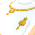 Festive Round Floral 22k Gold Necklace Set