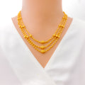 Glistening Faceted 22k Gold Three Lara Necklace Set 
