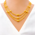Glistening Faceted 22k Gold Three Lara Necklace Set 