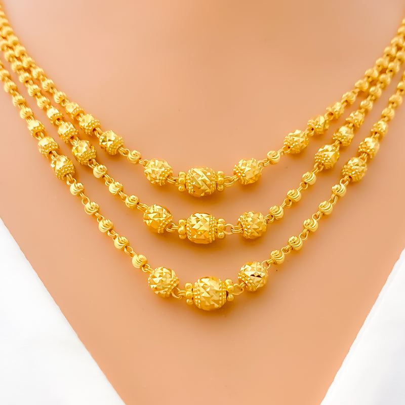 Dazzling Beaded 22k Gold Triple Lara Necklace Set