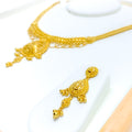 Dazzling Hanging Chain 22k Gold Drop Necklace Set