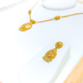 Dainty Dangling Drop 22k Gold Necklace Set