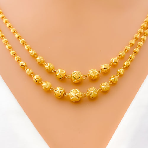 Classic Checkered Beads 22k Gold Lara Necklace Set 