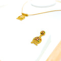 Dressy Colorful 22k Gold Half Dome Necklace Set