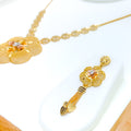 Netted Dome Flower 22k Gold Necklace Set 