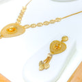 Fancy Mesh Heart 22k Gold Necklace Set 