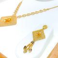 Palatial Floral Square 22k Gold Necklace Set 