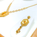 Dapper Floral Hexagon 22k Gold Necklace Set 