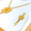 Gorgeous Mesh Flower 22k Gold Necklace Set 