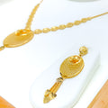 Ritzy Oval Netted 22k Gold Necklace Set