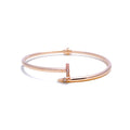 Gleaming 21k Rose Gold CZ Nail Bangle Bracelet 