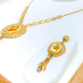 Posh Dangling Floral 22k Gold Necklace Set 