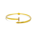 Radiant 21k Gold CZ Nail Bangle Bracelet 