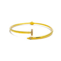 Striking 21k Gold CZ Nail Bangle Bracelet 