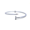 Modern 21k White Gold CZ Nail Bangle Bracelet 