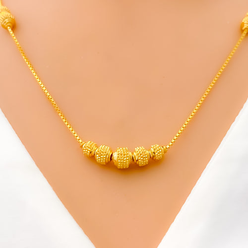 Shimmering Dotted 22K Gold Orb Necklace - 18"