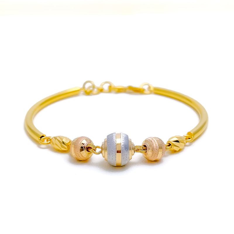 Colored Striped Flexi 22k Gold Bangle Bracelet 