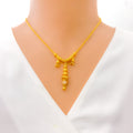 Delicate Decorative 22k Gold CZ Tasseled Necklace Set