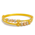 Glistening Striped 22k Gold Orb Bangle Bracelet 