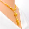 Sophisticated Draped 22k Gold Tasseled CZ Necklace Set