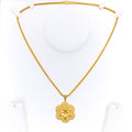 Charming Filigree Floral 22K Gold Pendant 