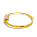 Dainty Matte Three-Tone 22k Gold Orb Bangle Bracelet 