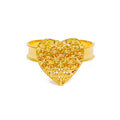 Regal Gleaming Netted Heart 21k Gold Bracelet W / Matching Ring 