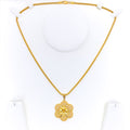 Delicate Netted Fancy Floral 22K Gold Pendant 