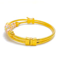 Impressive Multi-Tone Striped 22k Gold Bangle Bracelet 