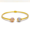 Gorgeous Textured 22k Gold Orb Bangle Bracelet 