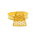 Trendy Timeless Tapered 21k Gold Bracelet W / Matching Ring 