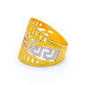 Trendy Striped 21K Gold Ring