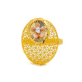 Reflective Netted Oval 22K Gold Ring